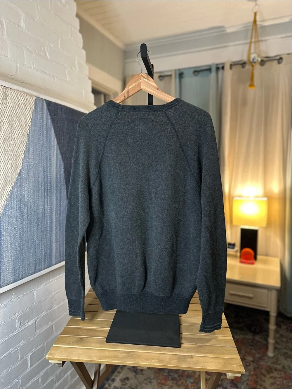 American Eagle Grey Sweater with Ribbed Arms and Hem